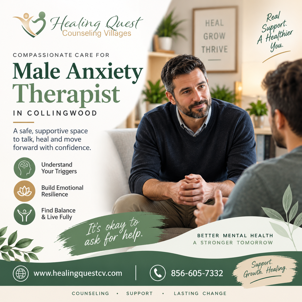 How Can a Male Anxiety Therapist in Collingswood Help You Regain Control of Daily Stress?